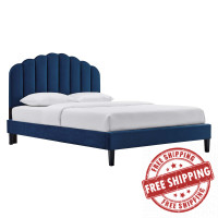 Modway MOD-7043-NAV Daisy Performance Velvet Twin Platform Bed Navy