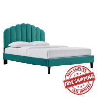 Modway MOD-7043-TEA Daisy Performance Velvet Twin Platform Bed Teal