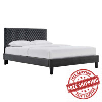 Modway MOD-7044-CHA Garcelle Performance Velvet Twin Platform Bed Charcoal