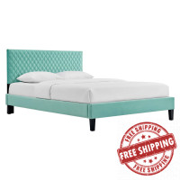 Modway MOD-7044-MIN Garcelle Performance Velvet Twin Platform Bed Mint