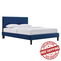 Modway MOD-7044-NAV Garcelle Performance Velvet Twin Platform Bed Navy