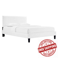 Modway MOD-7044-WHI Garcelle Performance Velvet Twin Platform Bed White