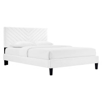 Modway MOD-7046-WHI Roxanne Performance Velvet King Platform Bed White