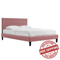 Modway MOD-7048-DUS Garcelle Performance Velvet King Platform Bed Dusty Rose