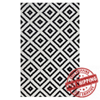 Modway R-1004A-58 Black and White Alika Abstract Diamond Trellis 5x8 Area Rug