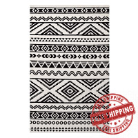 Modway R-1010A-810 Black and White Haku Geometric Moroccan Tribal 8x10 Area Rug