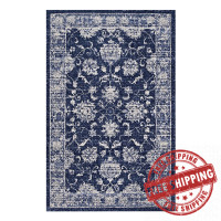 Modway R-1020B-58 Kazia Distressed Floral Lattice 5x8 Area Rug