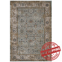 Modway R-1106A-58 Hisa Distressed Vintage Floral Lattice 5x8 Area Rug