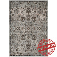 Modway R-1107A-810 Silver Blue, Beige and Brown Hana Distressed Vintage Floral
Lattice 8x10 Area Rug