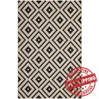 Modway R-1134A-912 Black and Beige Perplex Geometric Diamond Trellis 9x12 Indoor and Outdoor Area Rug