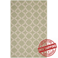 Modway R-1139B-46 Beige and Light Green Cerelia Moroccan Trellis 4x6 Indoor and Outdoor Area Rug