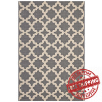 Modway R-1139D-46 Gray and Beige Cerelia Moroccan Trellis 4x6 Indoor and Outdoor Area Rug