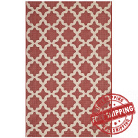 Modway R-1139E-46 Red and Beige Cerelia Moroccan Trellis 4x6 Indoor and Outdoor Area Rug