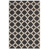 Modway R-1139F-912 Black and Beige Cerelia Moroccan Trellis 9x12 Indoor and Outdoor Area Rug