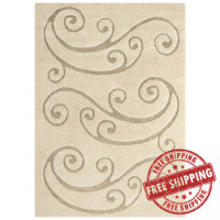 Modway R-1148A-58 Jubilant Sprout Scrolling Vine 5x8 Shag Area Rug