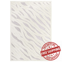Modway R-1155A-58 Whimsical Current Abstract Wavy Striped 5x8 Shag Area Rug
