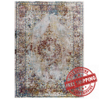 Modway R-1158A-46 Success Merritt Transitional Distressed Floral Persian Medallion 4x6 Area Rug