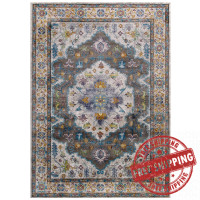 Modway R-1163A-46 Success Anisah Distressed Floral Persian Medallion 4x6 Area Rug