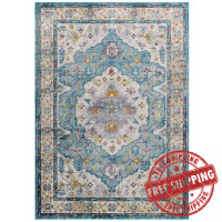 Modway R-1163B-46 Success Anisah Distressed Floral Persian Medallion 4x6 Area Rug