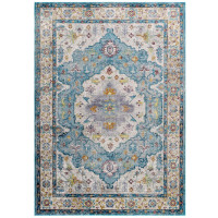 Modway R-1163B-58 Success Anisah Distressed Floral Persian Medallion 5x8 Area Rug