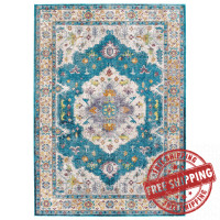 Modway R-1163C-46 Success Anisah Distressed Floral Persian Medallion 4x6 Area Rug