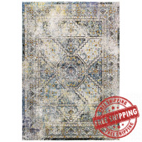 Modway R-1164A-46 Success Jacinda Distressed Vintage Floral Persian Medallion 4x6 Area Rug