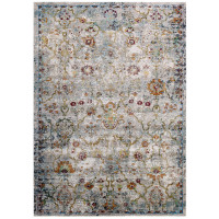 Modway R-1165A-46 Success Manuka Distressed Vintage Floral Lattice 4x6 Area Rug