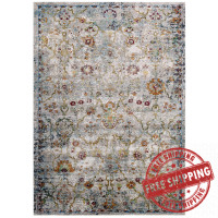 Modway R-1165A-46 Success Manuka Distressed Vintage Floral Lattice 4x6 Area Rug