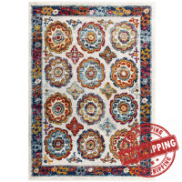 Modway R-1168A-58 Entourage Odile Distressed Floral Moroccan Trellis 5x8 Area Rug