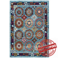 Modway R-1168B-58 Entourage Odile Distressed Floral Moroccan Trellis 5x8 Area Rug