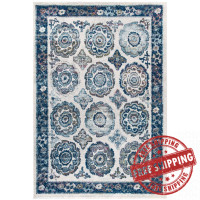 Modway R-1168C-58 Entourage Odile Distressed Floral Moroccan Trellis 5x8 Area Rug