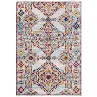 Modway R-1169A-58 Entourage Khalida Distressed Vintage Floral Lattice 5x8 Area Rug