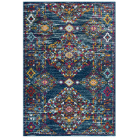Modway R-1169B-58 Entourage Khalida Distressed Vintage Floral Lattice 5x8 Area Rug