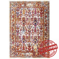 Modway R-1170A-58 Entourage Jessa Distressed Vintage Floral Lattice 5x8 Area Rug