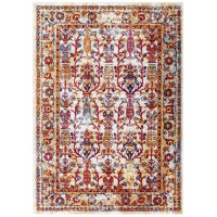 Modway R-1170A-810 Entourage Jessa Distressed Vintage Floral Lattice 8x10 Area Rug