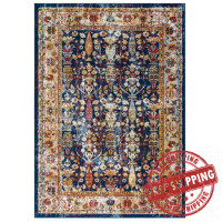 Modway R-1170B-58 Entourage Jessa Distressed Vintage Floral Lattice 5x8 Area Rug