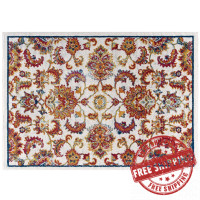 Modway R-1171A-810 Entourage Azami Distressed Vintage Floral Lattice 8x10 Area Rug