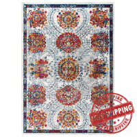 Modway R-1173A-58 Entourage Kensie Distressed Floral Moroccan Trellis 5x8 Area Rug