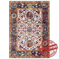 Modway R-1174A-58 Entourage Samira Distressed Vintage Floral Persian Medallion 5x8 Area Rug