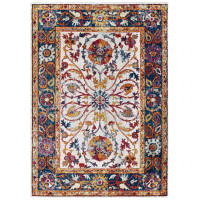 Modway R-1174A-810 Entourage Samira Distressed Vintage Floral Persian Medallion 8x10 Area Rug