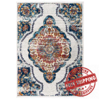 Modway R-1175A-58 Entourage Malia Distressed Vintage Floral Persian Medallion 5x8 Area Rug