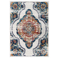 Modway R-1175A-810 Entourage Malia Distressed Vintage Floral Persian Medallion 8x10 Area Rug