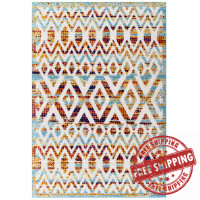 Modway R-1177B-58 Reflect Tamako Diamond and Chevron Moroccan Trellis 5x8 Indoor / Outdoor Area Rug