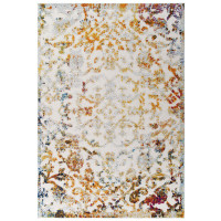 Modway R-1179A-58 Reflect Primrose Ornate Floral Lattice 5x8 Indoor/Outdoor Area Rug