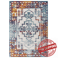 Modway R-1181A-58 Reflect Nyssa Distressed Geometric Southwestern Aztec 5x8 Indoor/Outdoor Area Rug