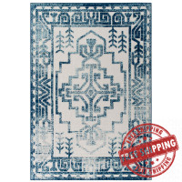 Modway R-1181B-58 Reflect Nyssa Distressed Geometric Southwestern Aztec 5x8 Indoor/Outdoor Area Rug
