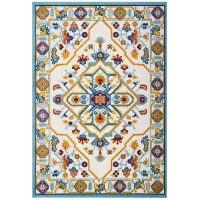 Modway R-1184A-58 Reflect Freesia Distressed Floral Persian Medallion 5x8 Indoor and Outdoor Area Rug
