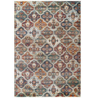 Modway R-1185A-810 Tribute Azalea Distressed Vintage Floral Lattice 8x10 Area Rug