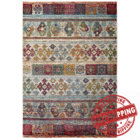 Modway R-1187A-58 Tribute Nala Distressed Vintage Floral Lattice 5x8 Area Rug