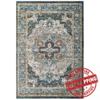 Modway R-1190A-58 Tribute Diantha Distressed Vintage Floral Persian Medallion 5x8 Area Rug